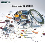Thumbnail for MARU Steel 12-in-1 Spice Box For Kitchen, Durable Masala Dani with Middle Partition Container - Dista