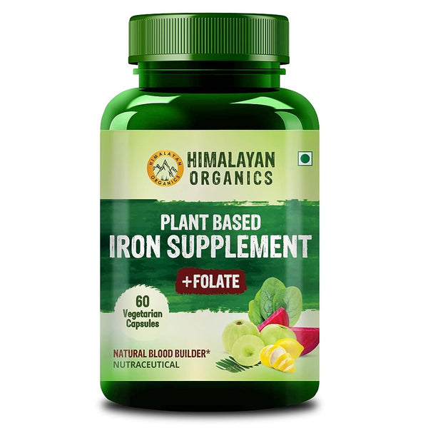 Himalayan Organics Plant Based Iron Supplement + Folate Vegetarian Capsules - Distacart