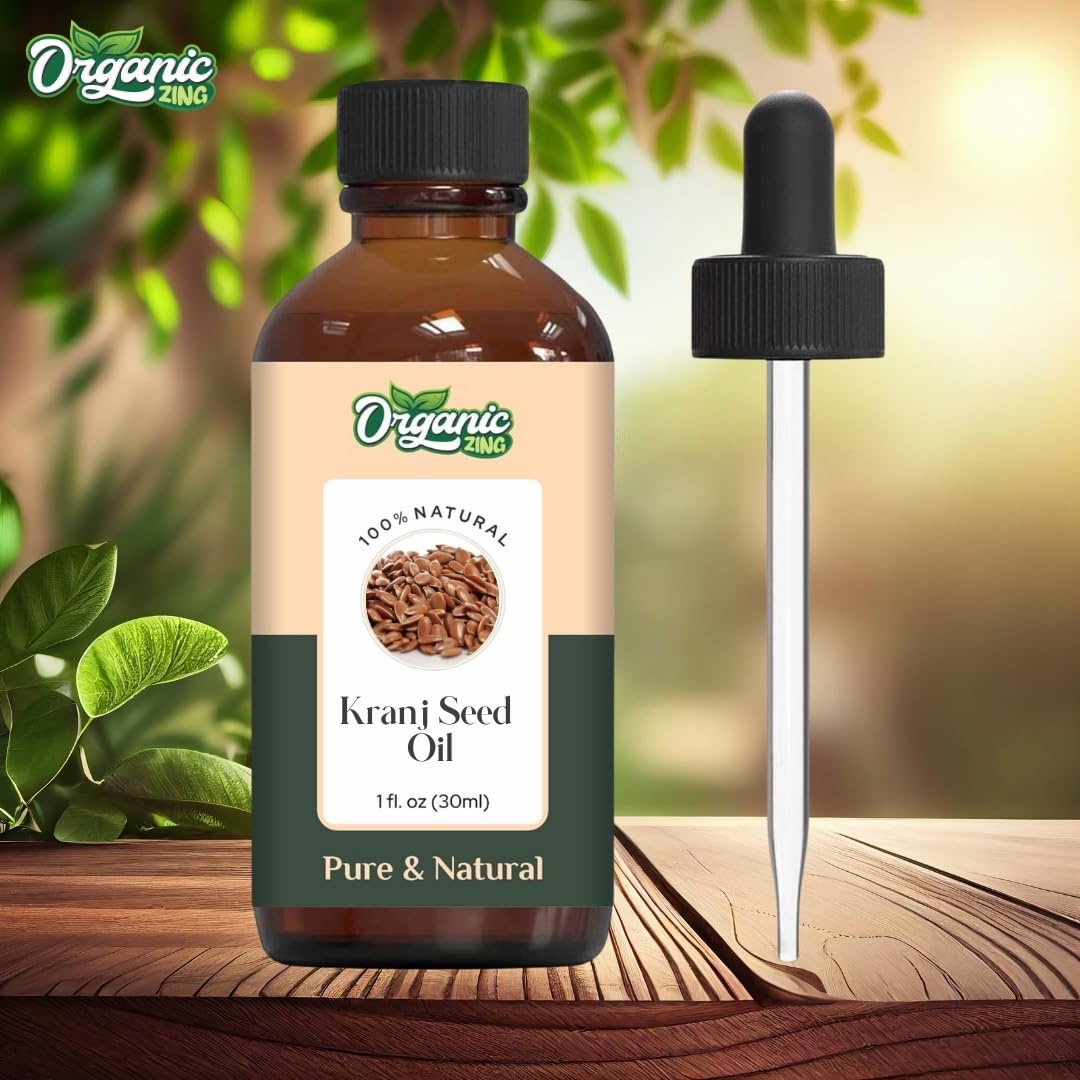 Organic Zing Karanj Seed (Pongamia Pinnata) Oil | Pure & Natural Carrier Oil for Skincare, Hair Care & Massage