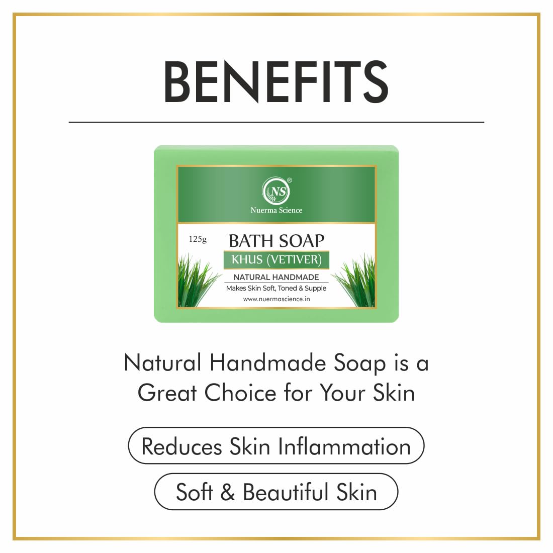 Nuerma Science Khus Vetiver Bath Soap | Makes skin soft, toned & supple - Distacart