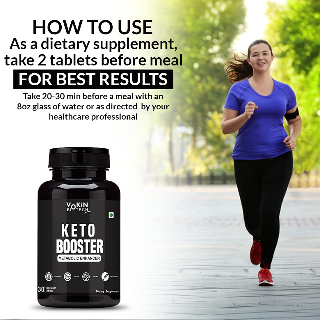 Vokin Biotech Keto Booster Advanced Weight Loss Supplement,Natural Fat Burner 30 Tab
