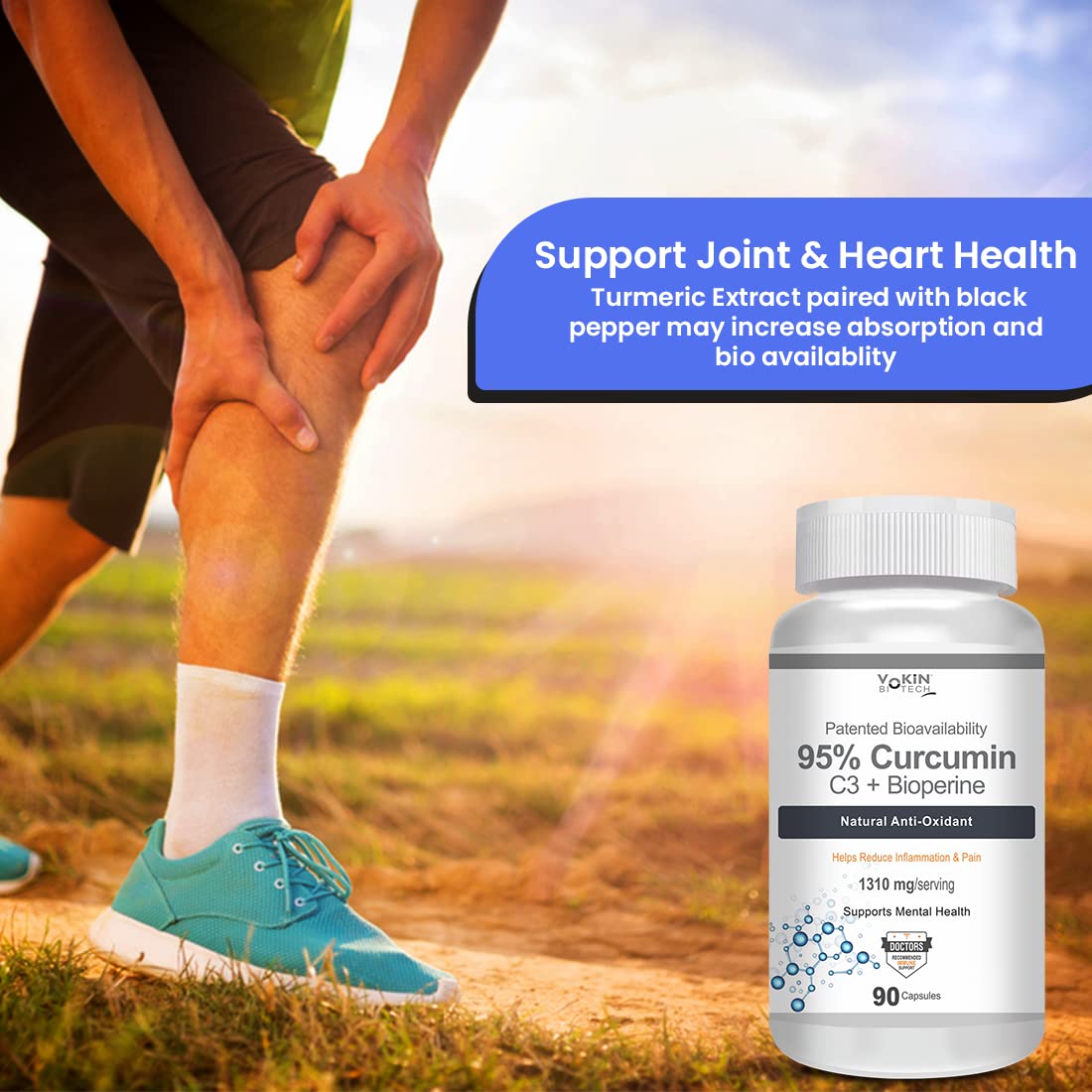 Vokin Biotech Curcumin C3+ Bioperine 1310mg Supports Mental Health (90 Capsules)