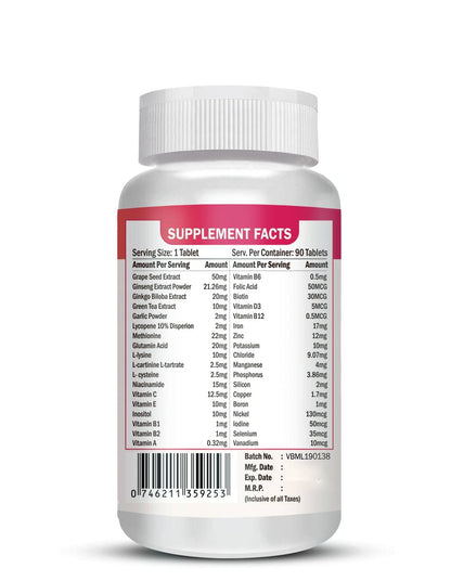 Vokin Biotech Multivital-1 General Daily Multi Vitamin with Potent Formula - 90 Tablets