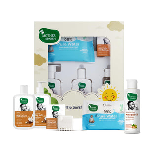 Mother Sparsh Gift Set for Babies, Combo of 5 Baby Skin Care Essentials (Sunshine Box) - Distacart