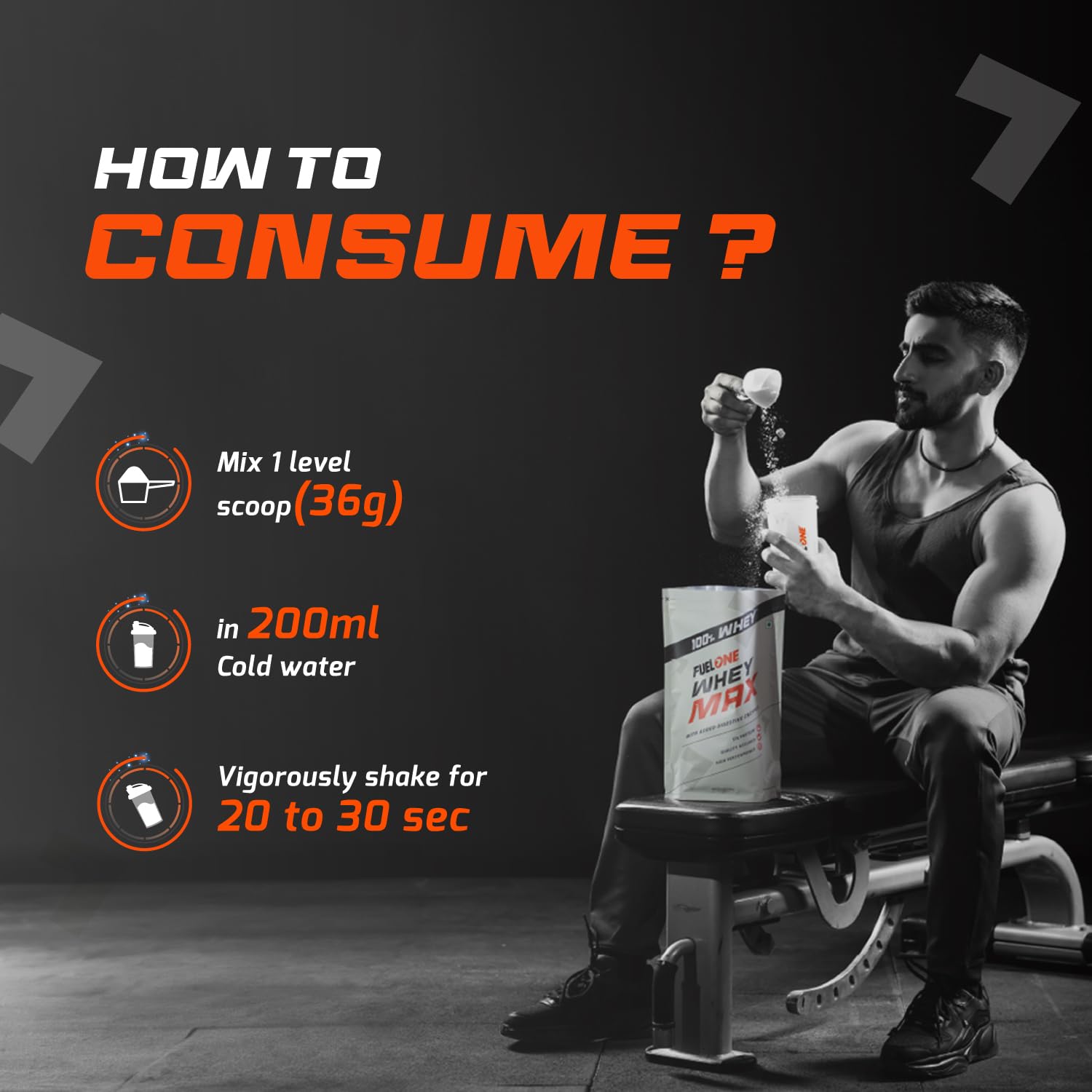 FUELONE Whey Max (Chocolate, / 2.2lbs) with Shaker (Black, 500ml) | Whey Protein Concentrate & Whey Protein Isolate | 27g Protein | Combo Pack