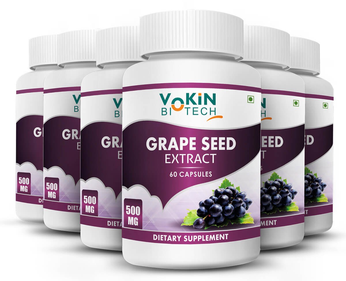 Vokin Biotech Natural Grapes Seed Extract Support Immune System and Antioxidant Supplement 500MG 60 Capsules
