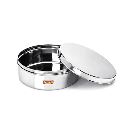 Sumeet Stainless Steel Flat Canister/Storage Container (1.2Ltr) (17Cm) - Dista