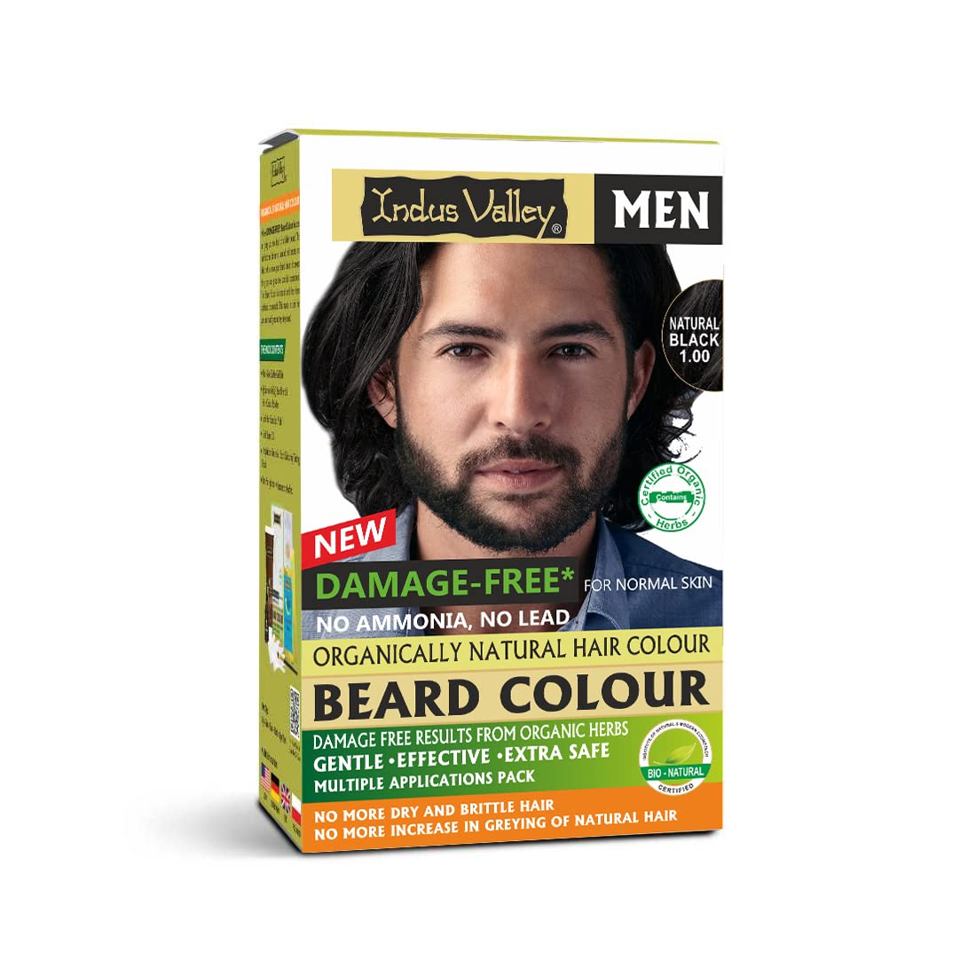 Indus Valley Natural Damage Free Men Mustache & Beard Color for Gray Hair Black - Distacart