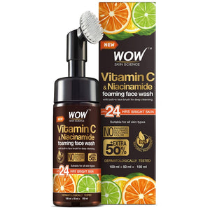Wow Skin Science Brightening Vitamin C Foaming Face Wash - (With Built-in Face Brush) - Distacart