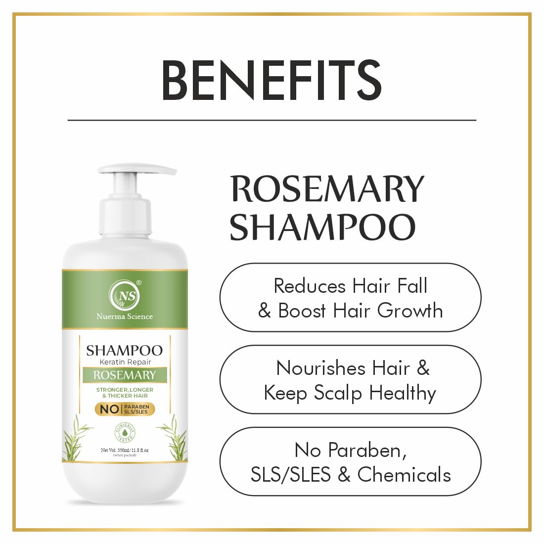Nuerma Science Keratin Repair Rosemary Shampoo for Damaged, Dry & Frizzy Hair