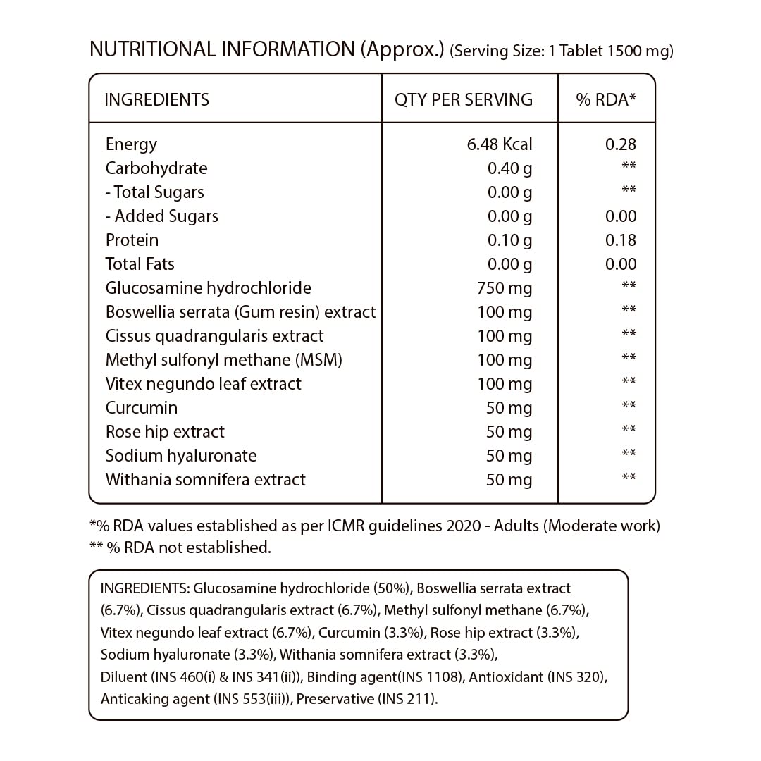 Pure Nutrition Vegan Glucosamine with MSM Veg Tablets - Distacart