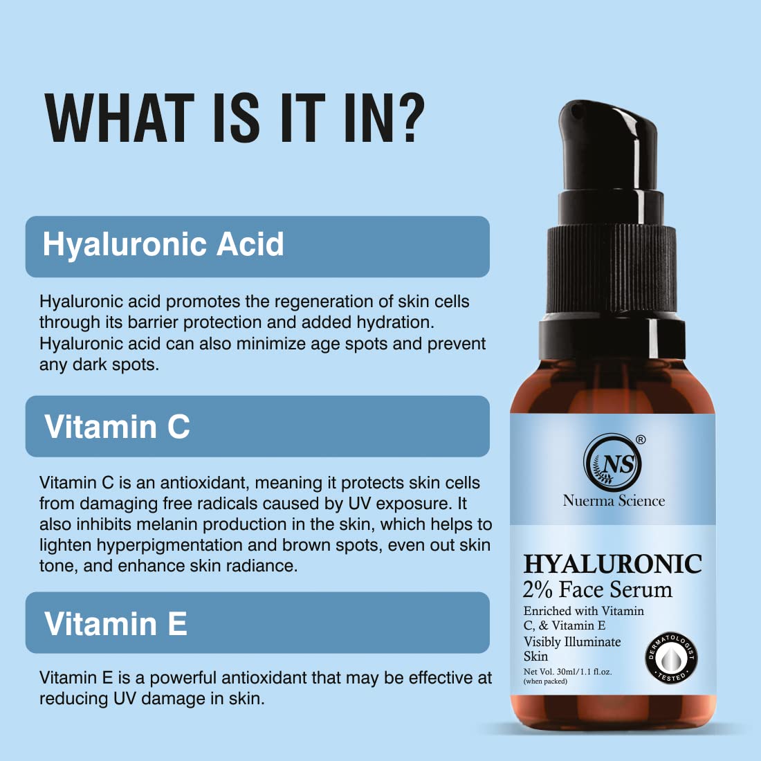 Nuerma Science 2% Hyaluronic Acid Face Serum | Hydrates, Firms & Brightens - Distacart