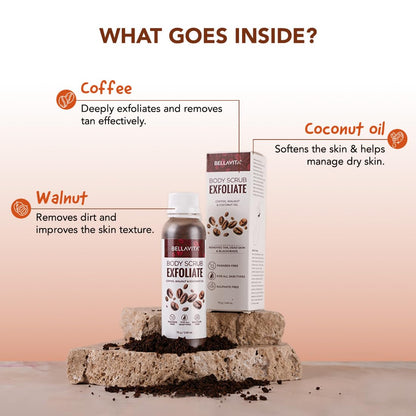 Bella Vita Organic Exfoliate Coffee Face And Body Scrub Grit - Distacart