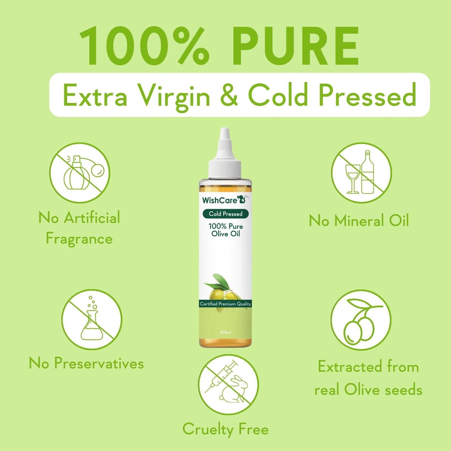 WishCare 100% Pure Premium Cold Pressed Olive Oil - Distacart