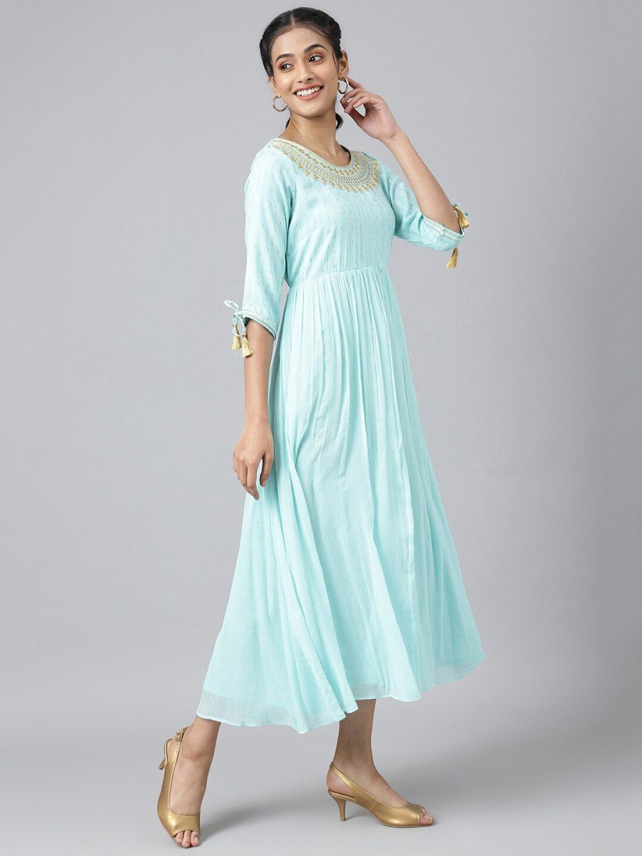 AURELIA Women Blue Floral Maxi Dress - Distacart