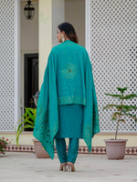Thumbnail for Pramukh Fab Rama Color Roman Silk Kurta Set - Distacart