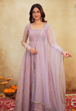 Thumbnail for Yash Enterprise Light Peach Organza Party Wear Embroidery Suit Set - Distacart