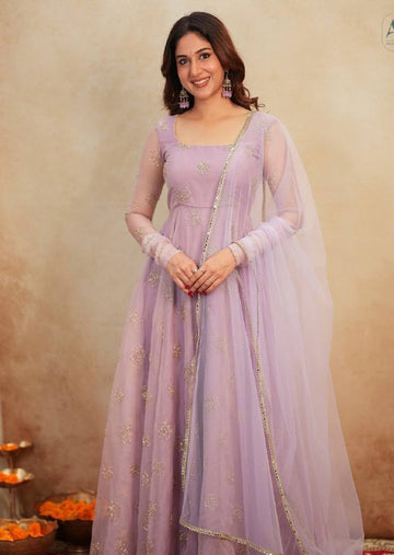 Yash Enterprise Light Peach Organza Party Wear Embroidery Suit Set - Distacart