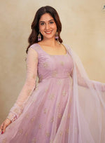 Thumbnail for Yash Enterprise Light Peach Organza Party Wear Embroidery Suit Set - Distacart