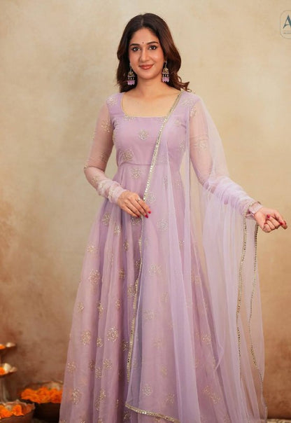 Yash Enterprise Light Peach Organza Party Wear Embroidery Suit Set - Distacart