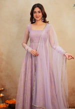 Thumbnail for Yash Enterprise Light Peach Organza Party Wear Embroidery Suit Set - Distacart