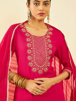 Thumbnail for Soch Ethnic Motifs Embroidered Mirror Work Kurta & Salwar With Dupatta - Distacart