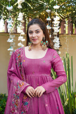 Thumbnail for Yash Enterprise Dusty Rose Crunchy Silk Party Wear Embroidery Suit Set - Distacart