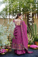 Thumbnail for Yash Enterprise Dusty Rose Crunchy Silk Party Wear Embroidery Suit Set - Distacart