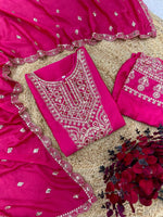 Thumbnail for Pramukh Fab Pink Color Chinon Silk Kurta Pent Pair