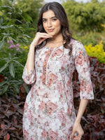 Thumbnail for Sangria Floral-Printed Straight Kurtas