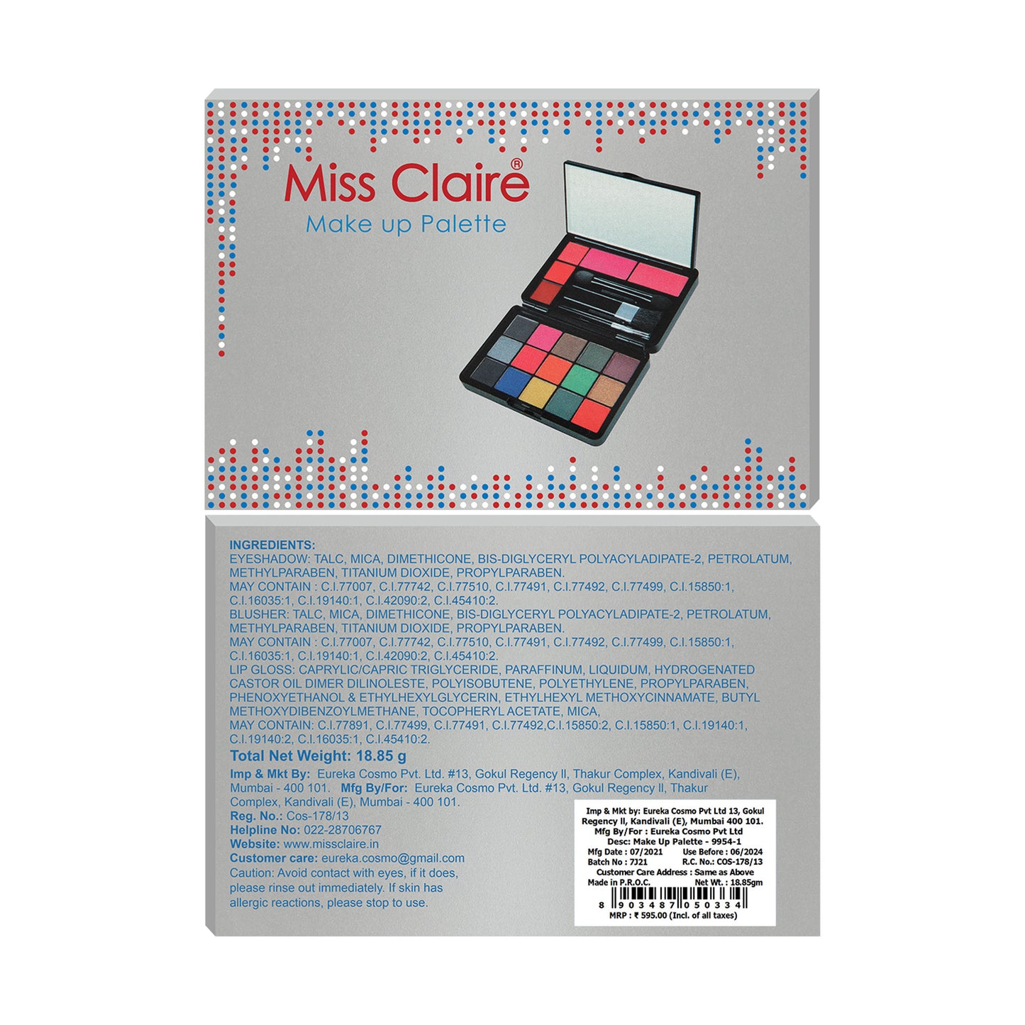 Miss Claire Make Up Palette 9954-1 (Make Up Kit) - Distacart
