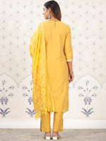 Thumbnail for Ode by House of Pataudi Geometric Yoke Design Mirror Work Kurta with Trousers & Dupatta - Distacart