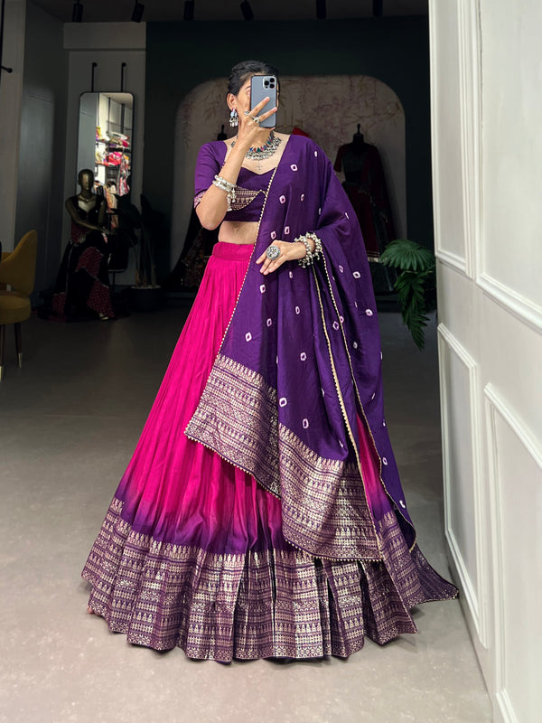 Pramukh Fab Rani Pink Color Chanderi Lehenga Choli