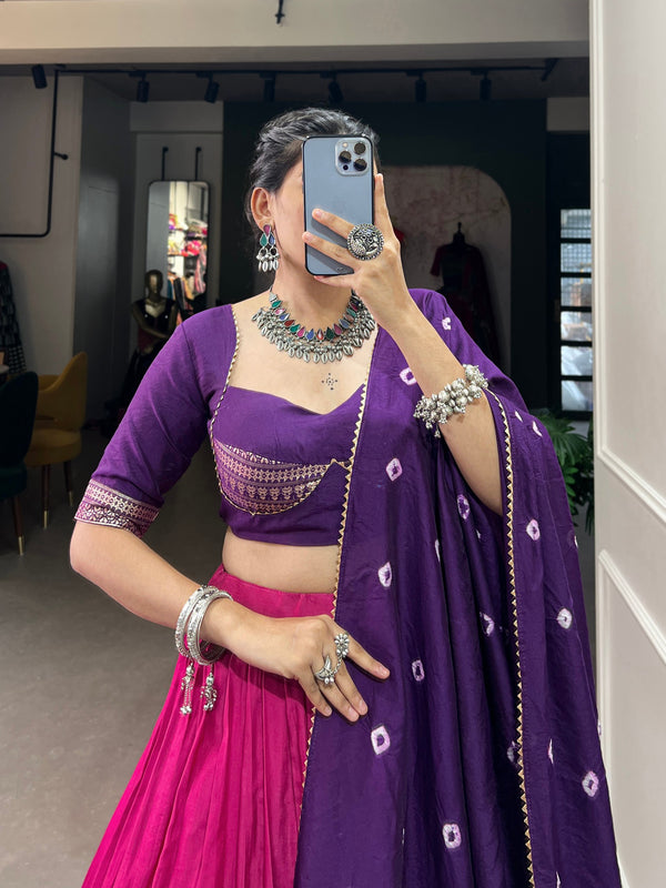 Pramukh Fab Rani Pink Color Chanderi Lehenga Choli