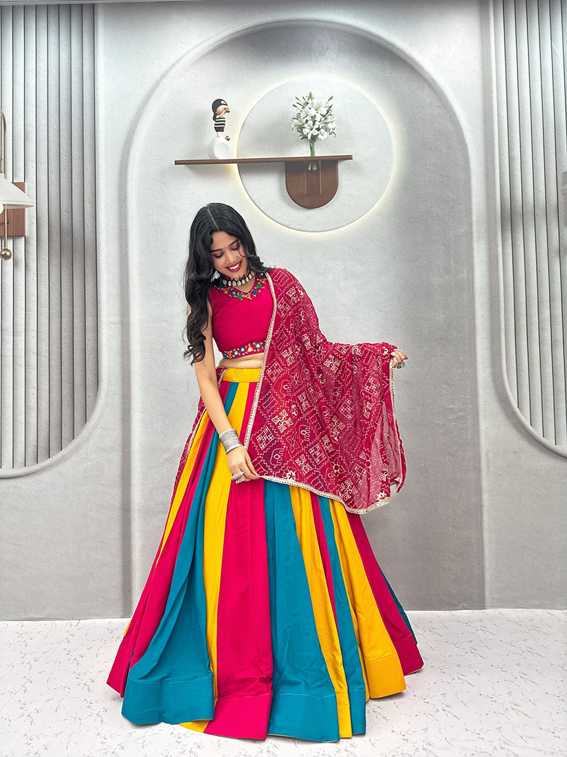 Monjolika Fashion Navaratri Special Cotton Blend Lehenga Choli In Multi Color - Dista