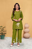 Pramukh Fab Olive Color Viscose Rayon Co-ord Set - Distacart