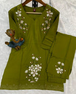 Thumbnail for Pramukh Fab Olive Color Viscose Rayon Co-ord Set - Distacart