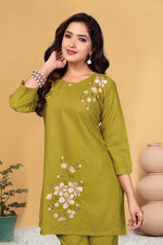 Thumbnail for Pramukh Fab Mustard Color Viscose Rayon Co-ord Set - Distacart