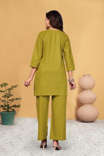 Thumbnail for Pramukh Fab Mustard Color Viscose Rayon Co-ord Set - Distacart