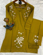 Thumbnail for Pramukh Fab Mustard Color Viscose Rayon Co-ord Set - Distacart