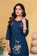 Thumbnail for Pramukh Fab Navy Blue Color Viscose Rayon Co-ord Set - Distacart