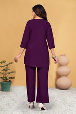 Thumbnail for Pramukh Fab Plum Color Viscose Rayon Co-ord Set - Distacart