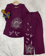 Thumbnail for Pramukh Fab Plum Color Viscose Rayon Co-ord Set - Distacart