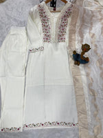 Thumbnail for Pramukh Fab White Color Roman Silk Kurta Set - Distacart