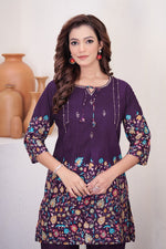 Thumbnail for Pramukh Fab Plum Color Cotton Co-ord Set - Distacart
