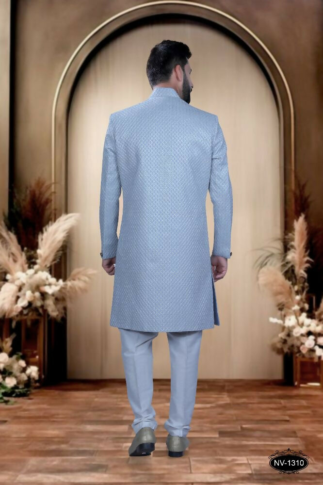 Joban Fashion Men's Blue Base Silk Kurta with Pyjama - Distacart