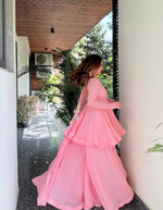 Thumbnail for Yash Enterprise Pink Blooming Silk Party Wear Sharara Suit Set - Distacart