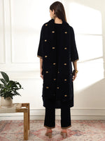 Thumbnail for Yufta Velvet Black Kurta Dupatta Set With Embroidery - Distacart