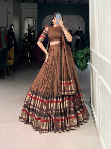 Pramukh Fab Brown Color Chanderi Lehenga Choli
