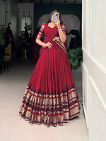 Thumbnail for Pramukh Fab Red Color Chanderi Lehenga Choli